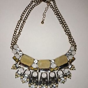 SOLD - Statement Bib Necklace w/ Goldtone Setting & Mixed Gemstones